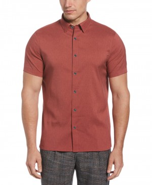 Perry Ellis Big & Tall Total Stretch Heather Shirt Sun Dried Tomato | 758TVBDOW