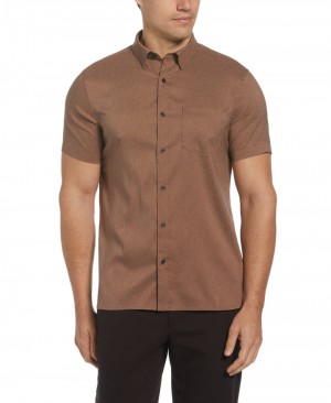 Perry Ellis Big & Tall Total Stretch Heather Shirt Bitter Chocolate | 240DVHTSN