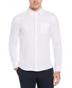 Perry Ellis Big & Tall Untucked Total Stretch Solid Shirt Bright White | 458ZAFOKL