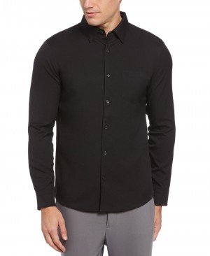 Perry Ellis Big & Tall Untucked Total Stretch Solid Shirt Black | 635BTDHPK