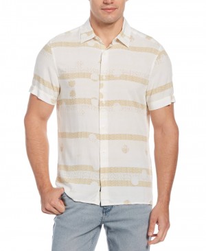 Perry Ellis Dot Stripe Stretch Soft Shirt Safari | 798WMEIAU