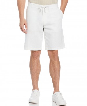 Perry Ellis Drawstring Linen Blend Stretch Short Bright White | 264FXLMTJ