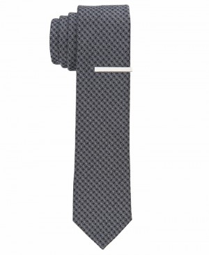 Perry Ellis Evin Mini Print Tie Black | 264QWPNEY