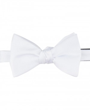 Perry Ellis Large Satin Pre-Tied Bow Tie White | 351KOZCSI