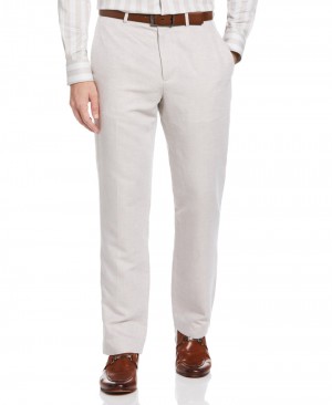 Perry Ellis Linen Blend Solid Twill Pant Natural Linen | 150EUHXAB