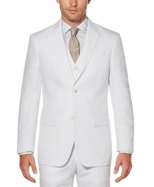 Perry Ellis Linen Blend Twill Suit Jacket Bright White | 824DBHGNM