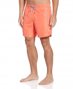 Perry Ellis Logo Print Swim Short Living Coral | 781QRJXGK