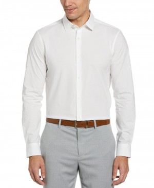 Perry Ellis Luxury Cotton Poplin Dress Shirt Bright White | 345JPUQYI