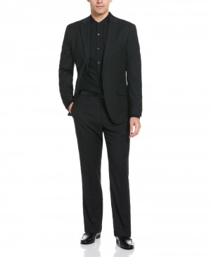 Perry Ellis Machine Washable Black Textured Suit Black | 984ECAJVU