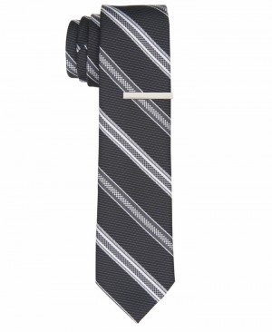 Perry Ellis NEW! Calvor Stripe Tie Black | 729OGBMIF