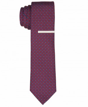 Perry Ellis NEW! Dovalle Mini Tie Burgundy | 763UCYOMZ