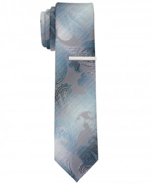 Perry Ellis NEW! Gilbert Paisley Slim Aqua | 324BXUPRK