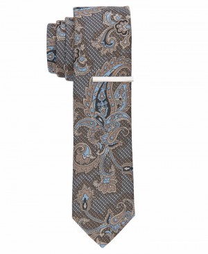 Perry Ellis NEW! Girone Paisley Tie Taupe | 490IMUXZL