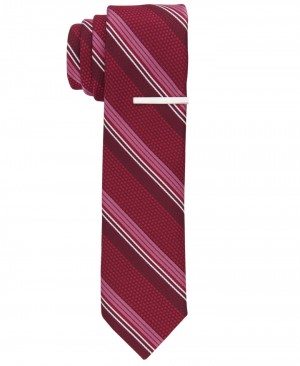 Perry Ellis NEW! Griswell Stripe Tie Burgundy | 214HVCNSE