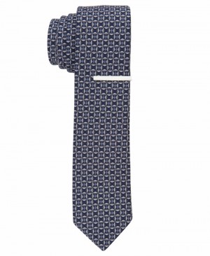 Perry Ellis NEW! Kant Geo Tie Charcoal | 490UOSFIN