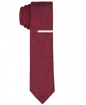 Perry Ellis NEW! Quinn Paisley Tie Red | 049PYKSNT