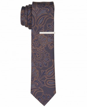 Perry Ellis NEW! Robbins Paisley Tie Brown | 725WZJISG