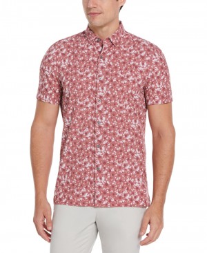 Perry Ellis NEW! Slim Fit Ditsy Floral Total Stretch Shirt Roan Rouge | 458SNHFUC