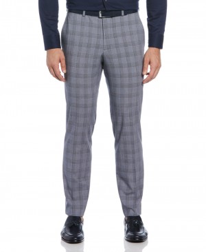 Perry Ellis NEW! Slim Fit Plaid Suit Pant Navy Heather | 732ONQAWR