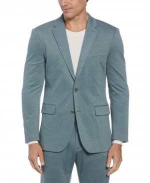 Perry Ellis NEW! Slim Fit Two Tone Smart Knit Suit Jacket Goblin Blue | 250KLEMSN