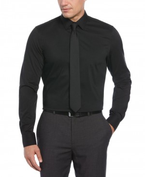 Perry Ellis NEW! Tech + Stretch Cotton Blend Dress Shirt Black | 469SFERVW