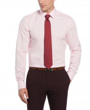 Perry Ellis NEW! Tech + Stretch Cotton Blend Dress Shirt Pink | 874YLTPQJ