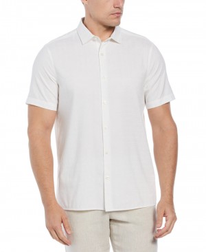 Perry Ellis NEW! Untucked Dobby Short Sleeve Shirt Bright White | 832TRUIDL