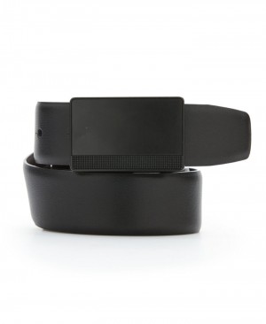 Perry Ellis Reversible Leather Belt with Black Pattern Plaque Black | 478YOIJPU