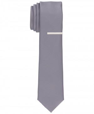 Perry Ellis Sateen Slim Tie Silver | 513FYQRGU