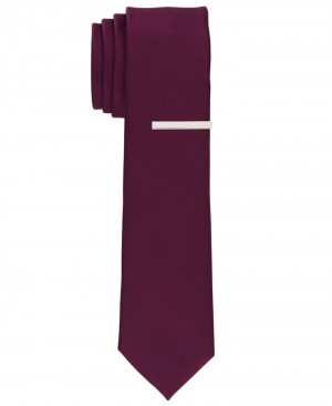 Perry Ellis Sateen Slim Tie Wine | 306ALVTPH