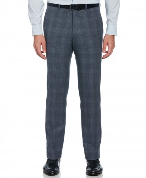 Perry Ellis Slim Fit Flat Front Textured Suit Pant Vintage Blue | 267HVFUIG