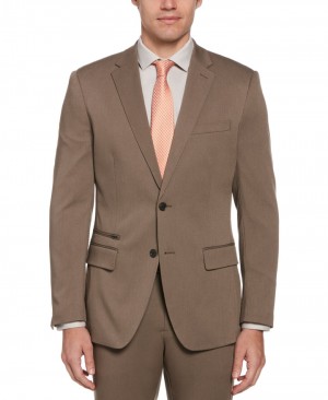 Perry Ellis Slim Fit Herringbone Suit Jacket Mushroom Grey | 876JVCRPO