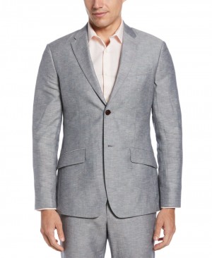 Perry Ellis Slim Fit Linen Blend Textured Suit Jacket Hazy Blue | 507UBTGFX