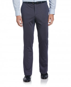 Perry Ellis Slim Fit Microgrid Knit Dress Pant Medium Navy | 407EBMQAP