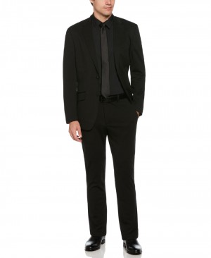 Perry Ellis Slim Fit Neat Knit Black Suit Black | 190ONFUXB