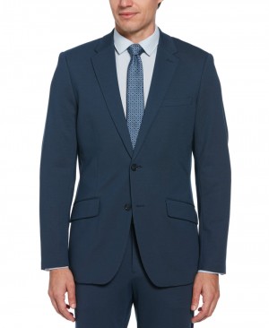 Perry Ellis Slim Fit Pindot Stretch Knit Suit Jacket Azure | 019OQWZHB