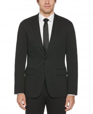 Perry Ellis Slim Fit Solid Knit Suit Jacket Black | 874NBUCTA