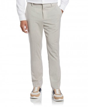 Perry Ellis Slim Fit Stretch Linen Blend Pant Natural Linen | 570SRTQPH