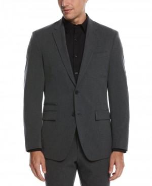 Perry Ellis Slim Fit Stretch Textured Tech Suit Jacket Charcoal | 312JHTAVR