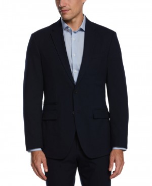 Perry Ellis Slim Fit Stretch Textured Tech Suit Jacket Dark Sapphire | 758DZMCYT