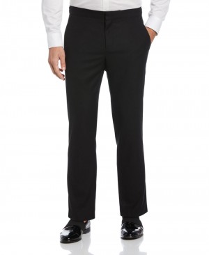 Perry Ellis Slim Fit Stretch Textured Tuxedo Pant Black | 073PDHNVQ