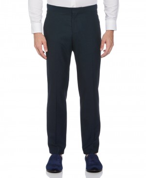 Perry Ellis Slim Fit Stretch Textured Tuxedo Pant Medium Navy | 613VLWPHX