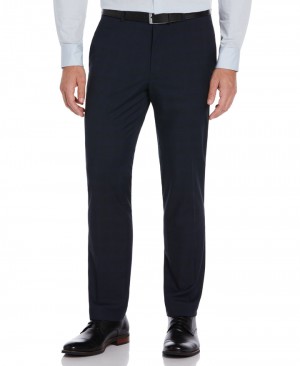 Perry Ellis Slim Fit Textured Plaid Suit Pants Navy | 217FLBITH