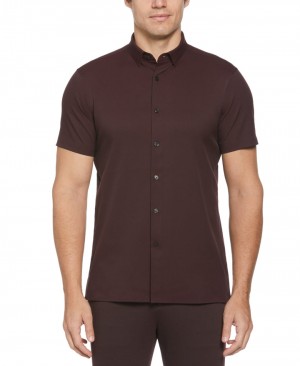 Perry Ellis Slim Fit Total Stretch Solid Shirt Port | 078PKFUMC