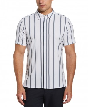 Perry Ellis Slim Fit Vertical Stripe Total Stretch Shirt Bright White | 240CKDVNB