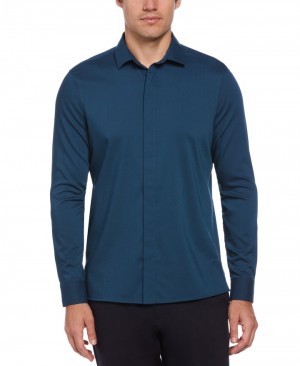 Perry Ellis Solid Soft Twill Shirt Titan | 608JQOMSV