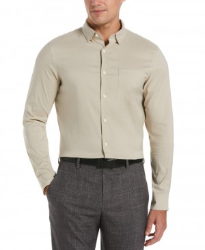 Perry Ellis Tall Total Stretch Slim Fit Heather Shirt Abbey Stone | 761EHSRZB