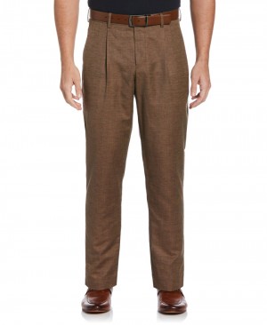 Perry Ellis Tapered Fit Pleated Pants Coconut Shell | 450OXBNHD