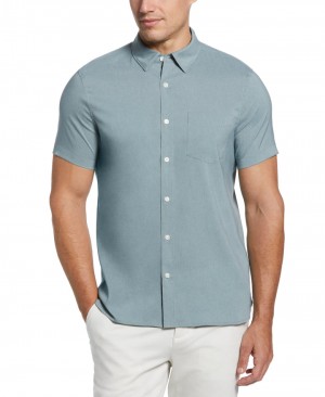 Perry Ellis Total Stretch Slim Fit Heather Pocket Shirt Lead | 516VUPRLN