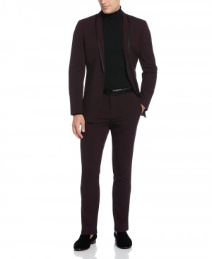 Perry Ellis Very Slim Fit Burgundy Tuxedo Burgundy | 623VRZJDL